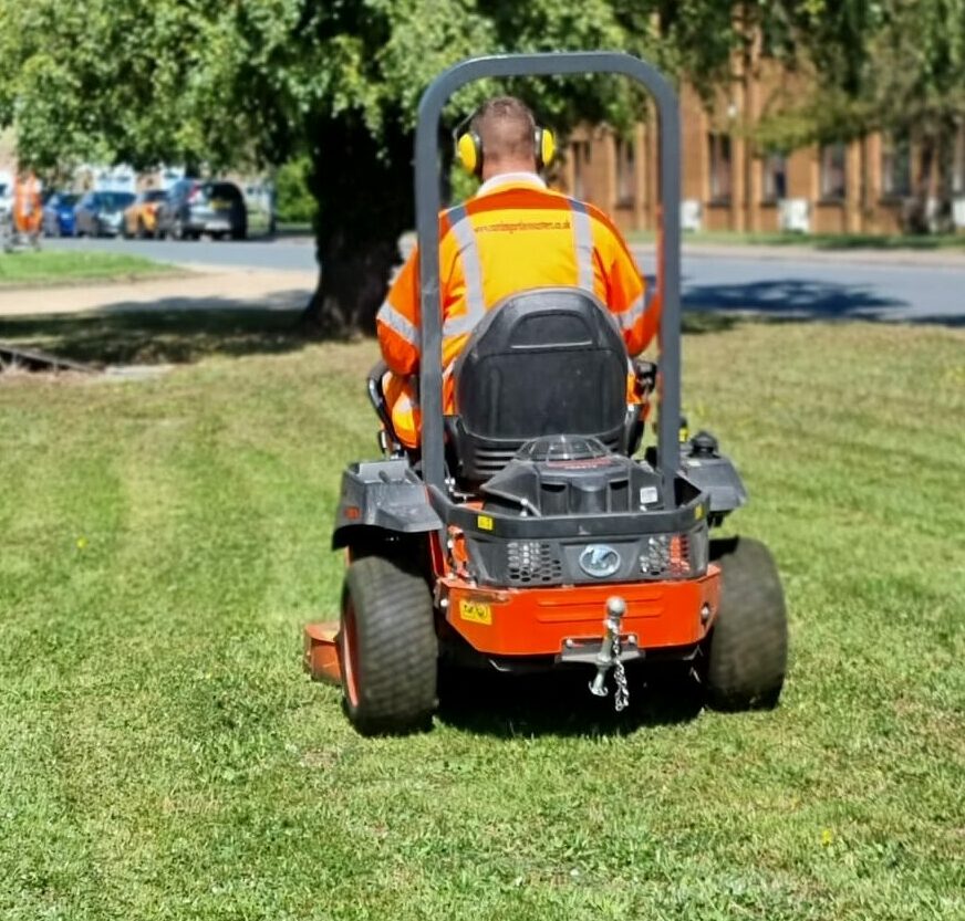 Commercial grounds maintenance grass cutting